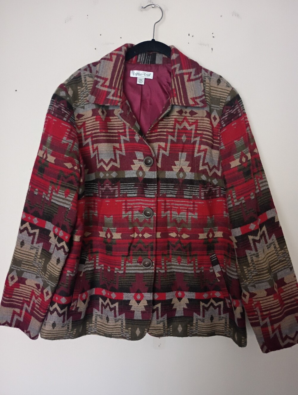 Coldwater Creek Wool Blend Southwest Aztec Tribal Western Print Jacket Size 18W